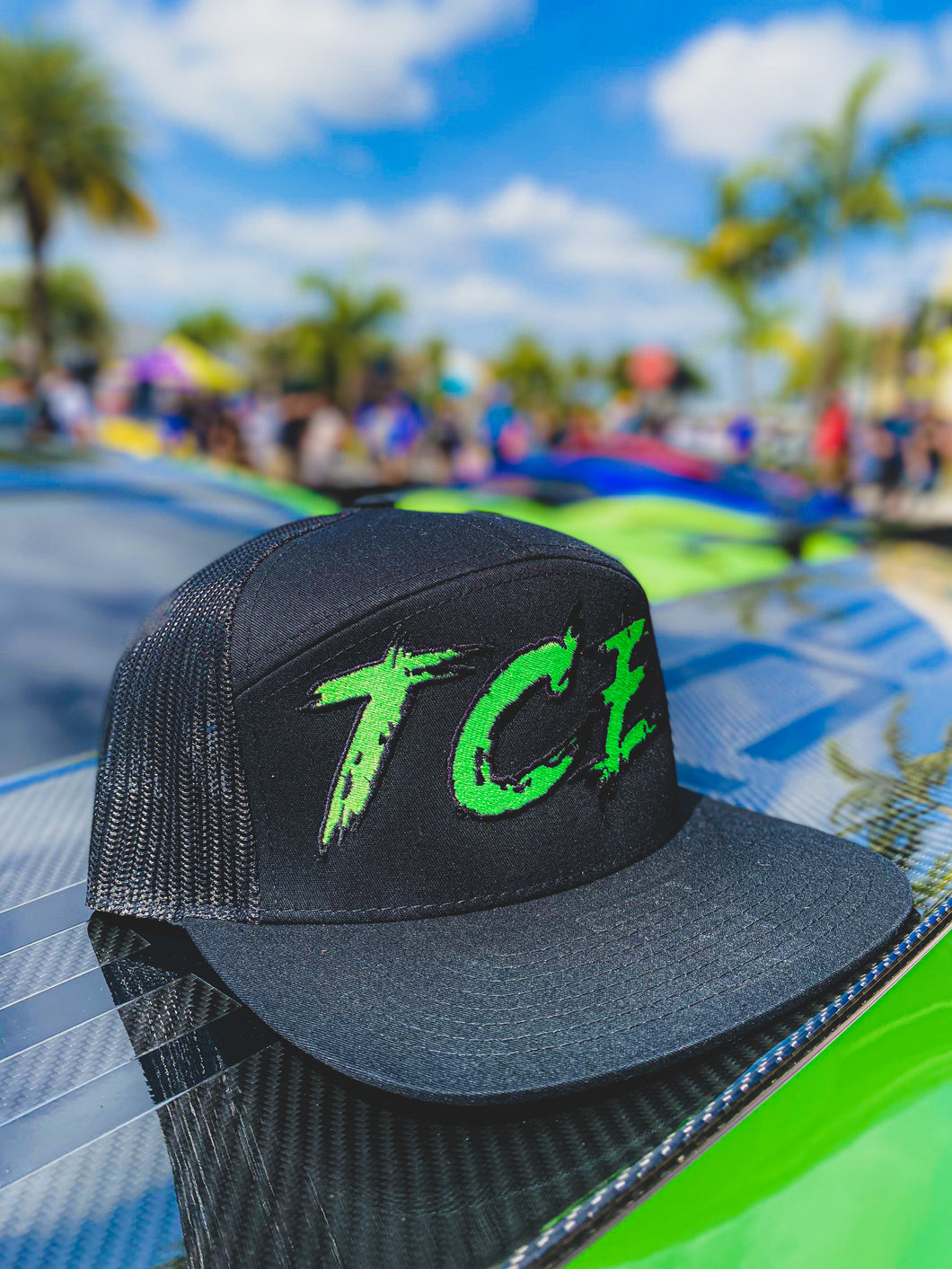 TCE Green- 7 Panel Cap - Trucker - Green