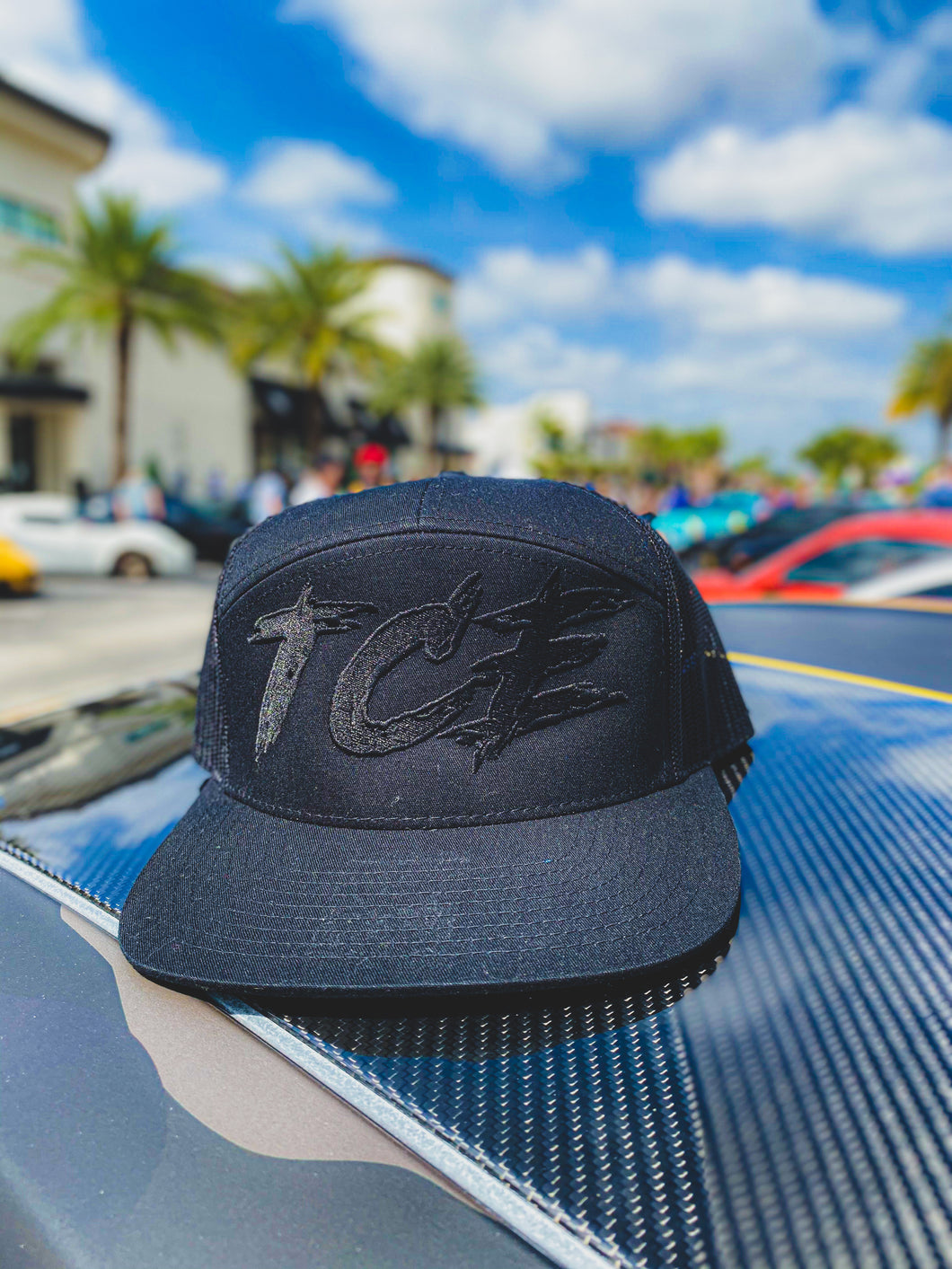 TCE Black - 7 Panel Cap - Trucker - Black