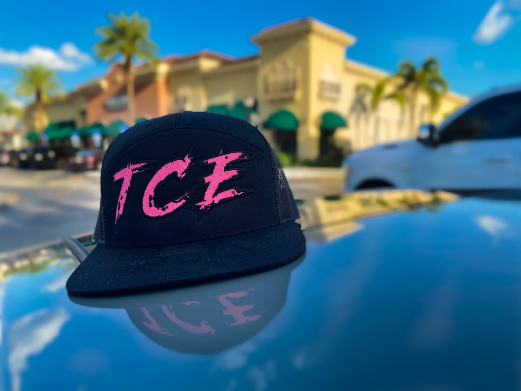 TCE Pink - 7 Panel Cap - Trucker - Black